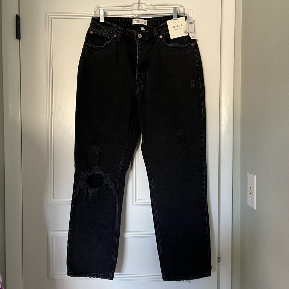 NWT Abercrombie Curve Love Dad Jean in Dark Wash
